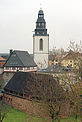 Pankratiuskapelle Gießen, mit dem fürs Glockengeläut genutzten Stadtkirchturm im Hintergrund