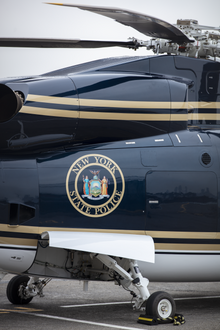 New York State Police helicopter parked at a helipad in New York City 2020 StatePoliceHelicopter-nyc-2020.png