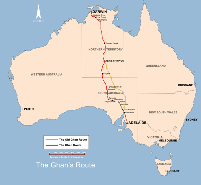 파일:The Ghan route map.png