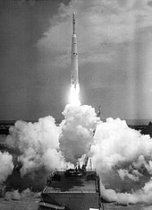 Launch of Ariel 1 on a Thor-Delta rocket Thor Delta with Ariel 1 (Apr. 26, 1962).jpg