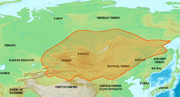 Map showing extent of Uyghur Khanate and placement of Kyrgyz in 820 AD.