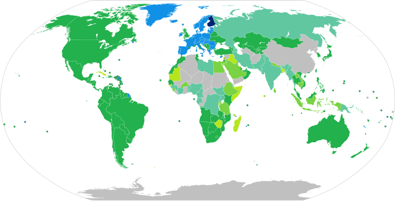 Visa requirements for Finnish citizens holding ordinary passports
.mw-parser-output .legend{page-break-inside:avoid;break-inside:avoid-column}.mw-parser-output .legend-color{display:inline-block;min-width:1.25em;height:1.25em;line-height:1.25;margin:1px 0;text-align:center;border:1px solid black;background-color:transparent;color:black}.mw-parser-output .legend-text{}
Finland
Freedom of movement
Visa not required / ESTA / eTA / eVisitor
Visa on arrival
eVisa
Visa available both on arrival or online
Visa required Visa Requirements for Finnish Citizens.svg