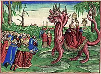 Coloured version of the Whore of Babylon illustration from Martin Luther's 1534 translation of the Bible