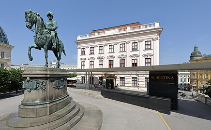 Albertina Museum with Archduke Albrecht Monument in Vienna.