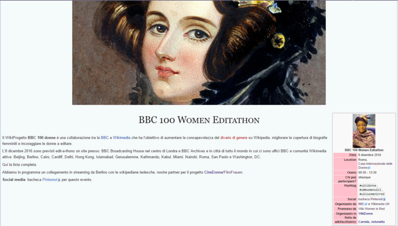 WikiDonne - BBC 100 Women editathon