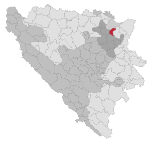 Lage der Gemeinde Čelić in Bosnien und Herzegowina (anklickbare Karte)