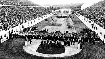 The opening ceremony in the Panathenian Stadium