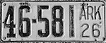 Номерной знак Арканзаса 1926 года.jpg