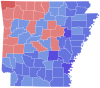 2002 United States Senate election in Arkansas results map by county.svg