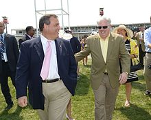 Governor Chris Christie of New Jersey and Hogan at the 2015 Preakness Stakes 2015 Preakness Stakes (17248709834).jpg