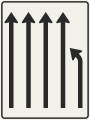 411-23 Zníženie počtu jazdných pruhov (vpravo, pokračujú 4 pruhy)