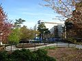 Walkway between Strong auditorium (left) and Lattimore Hall (right). The Margaret Warner Center building (LeChase Hall) is shown under construction (center-right).