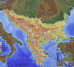 The Balkan peninsula as defined by the Soča-Kr...