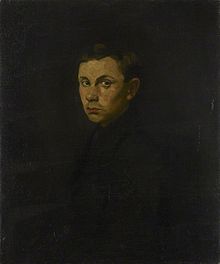 Ben Nicholson, British painter of abstract compositions whose work is included in the University of Hertfordshire art collection. Ben Nicholson by Mabel Pryde.jpg