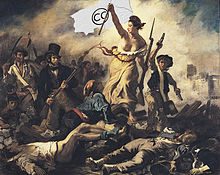 Creative Commons guiding the contributors. This image is a derivative work of Liberty Leading the People by Eugene Delacroix. CC guidant les contributeurs.jpg