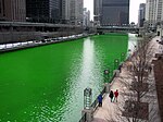 Chicagofloden i USA färgades grön på Saint Patrick’s Day 2005.