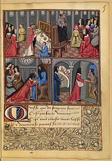 Scenes of female piety, France, c. 1500 Dialogue a la louange du sexe feminin - BNF Fr2242 f5.jpg