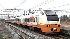 營運稻穗號列車中的E653系1000番台U101編組，攝於2014年3月