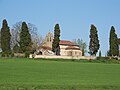 L'église de Preignan, vue du chemin de Forman.