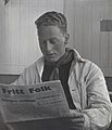 Ingeniørstudent ved NTH leser Fritt Folk i 1940. Foto: Trondheim byarkiv