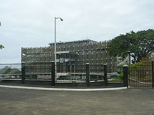 The Executive Mansion has been the home of Liberian Presidents since its construction in 1964. It has not been used since a fire in 2006. Executive Mansion Apr 09.JPG