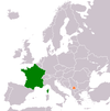 Location map for France and Kosovo.