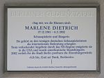Plaque commémorative sur la maison natale de Marlene Dietrich.