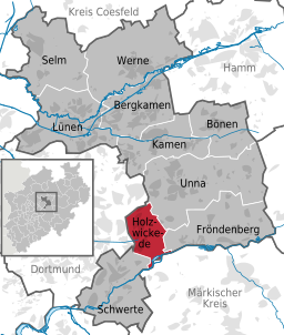 Läget för Holzwickede i Kreis Unna