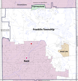 Map of Kent City School District showing location of Theodore Roosevelt High School