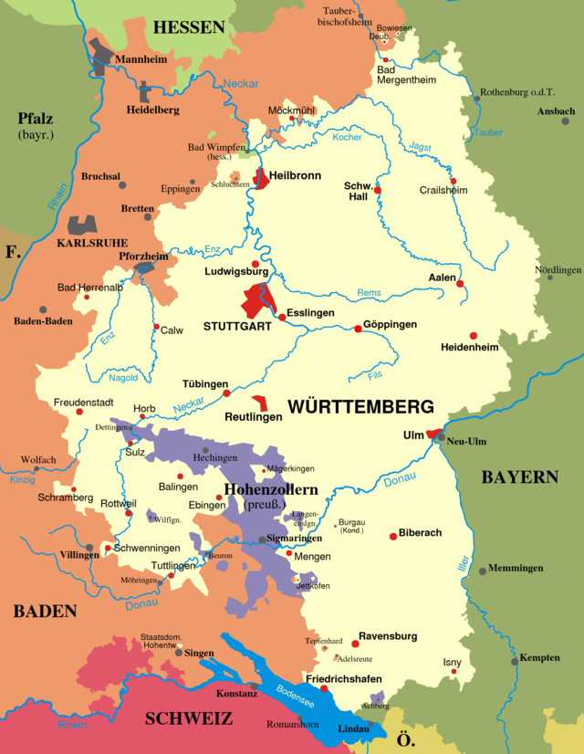 Mapa Wirtembergii