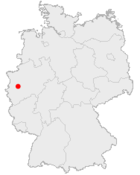 Deutschlandkarte, Position von Düsseldorf hervorgehoben