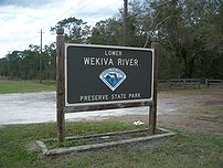 Sign on SR 46 for the Lower Wekiva River Prese...