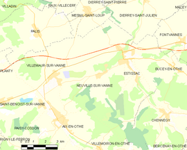 Mapa obce Neuville-sur-Vanne