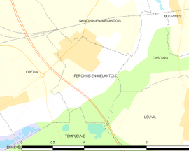 Mapa obce Péronne-en-Mélantois