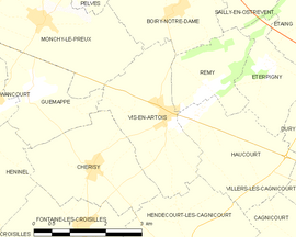 Mapa obce Vis-en-Artois