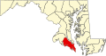 Harta statului Maryland indicând comitatul Saint Mary