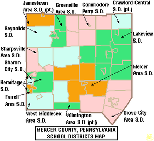 Map of Mercer County, Pennsylvania Public School Districts Map of Mercer County Pennsylvania School Districts.png
