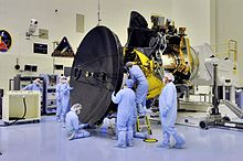 MRO High Gain Antenna installation Mars Reconnaissance Orbiter HGA installation.jpg