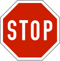 Stop It is mandatory to stop completely at the stop line, or if not available, as close to the crossing road or railway track as possible, before continuing. Vehicles must also give way to other traffic, or trains.