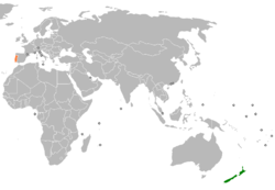 Lage von Neuseeland und Portugal