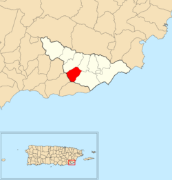 Location of Palo Seco within the municipality of Maunabo shown in red