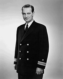 Johnson as a lieutenant commander in the U.S. Naval Reserve in March 1942 Portrait of Lyndon B. Johnson in Navy Uniform - 42-3-7 - 03-1942.jpg