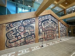 Sealaska Heritage Center, The door to the Clan House with symbols representing each of the three clans.