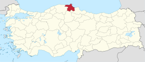 Poziția regiunii Sinop în Turcia