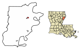 Location of Newellton in Tensas Parish, Louisiana.