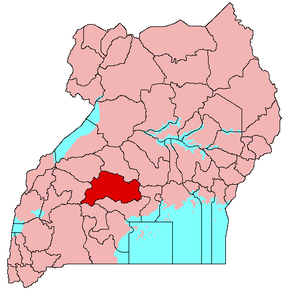 Harta districtului Mubende în cadrul Ugandei