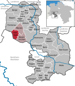 Läget för kommunen Voltlage i Landkreis Osnabrück