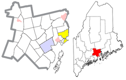 Расположение Стоктон-Спрингс (желтым) в округе Уолдо и штате Мэн