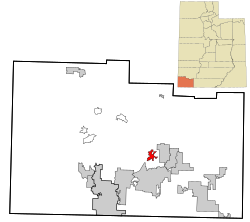 Location in Washington County and the state of Utah