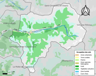 Carte en couleurs présentant l'occupation des sols.